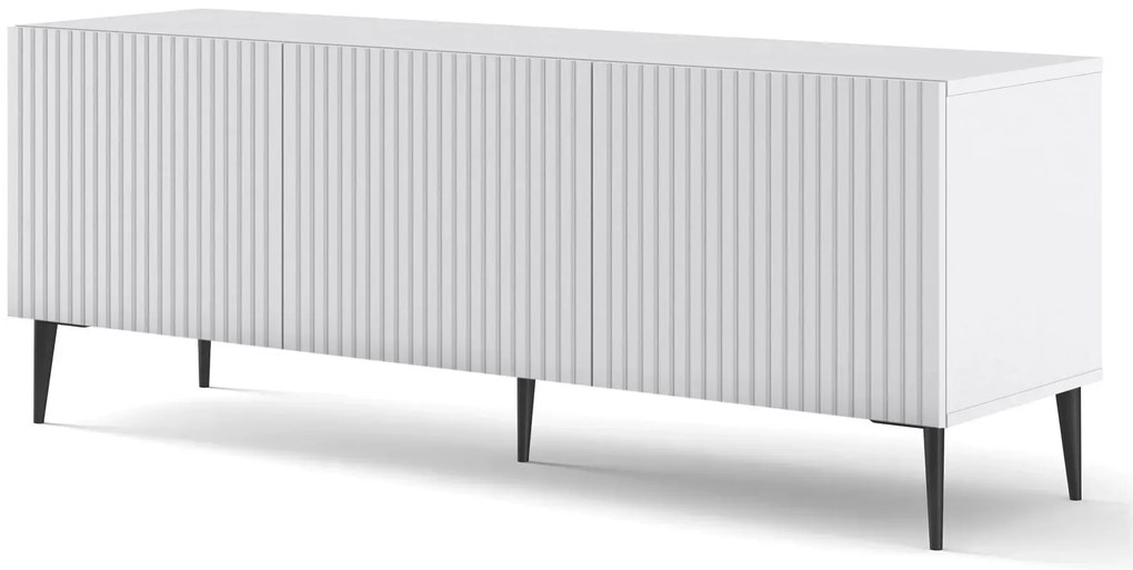 Biała szafka rtv z lamelami 150 cm L9-N18