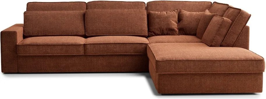 Narożnik z tkaniny szenilowej (prawostronny/w kształcie litery L) w kolorze miedzi Kirou – Maison de Rêve