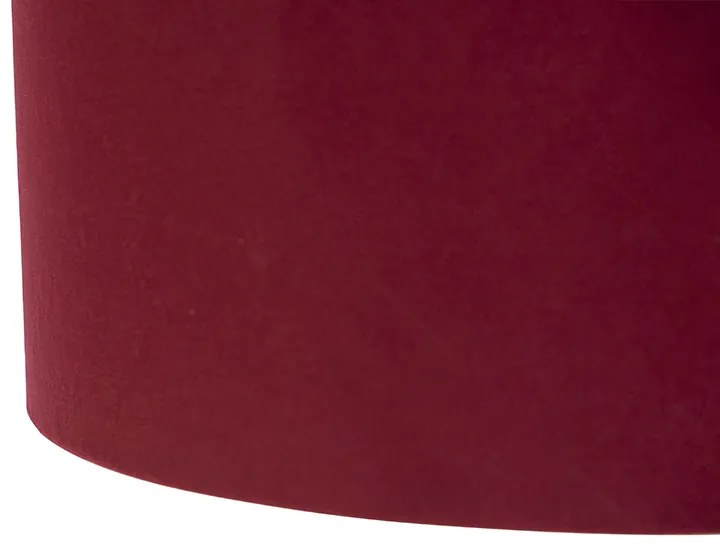 Lampa wisząca czarna z czerwonymi i złotymi abażurami z weluru 35 cm 2-światłowa - Blitz klasyczny/Antyczny Oswietlenie wewnetrzne