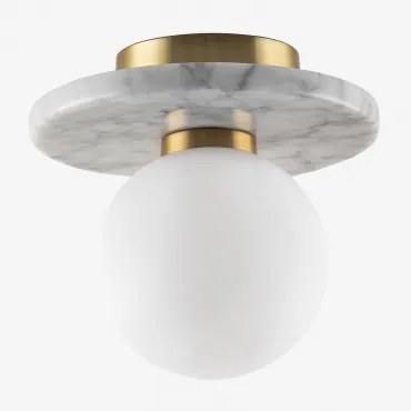 Okrągły Plafon Sufitowy Ø20 Cm Z Marmuru I Szkła Eustace Marmur - Sklum