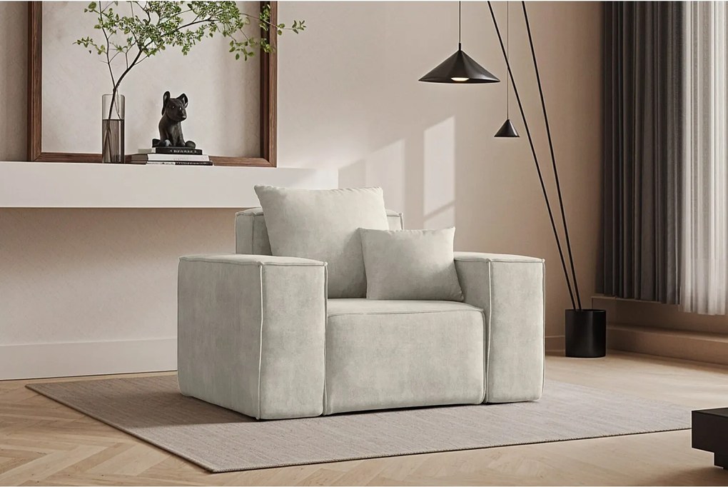 Fotel ELLA, tkanina Noel, Jasnoszary