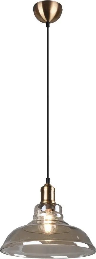Metalowa lampa wisząca w kolorze mosiądzu ze szklanym kloszem ø 28 cm Aldo – Reality