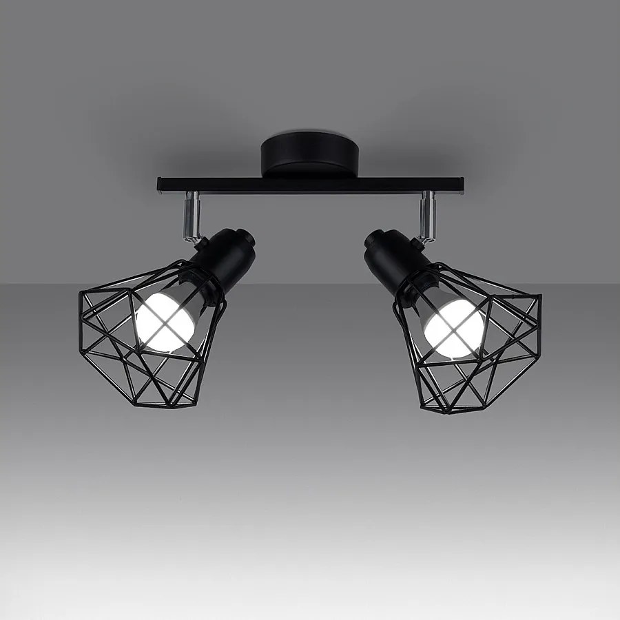 Plafony nowoczesny Lunova, stal - 2 źródło światła 3000K - L.31 x H.19 cm - czarny