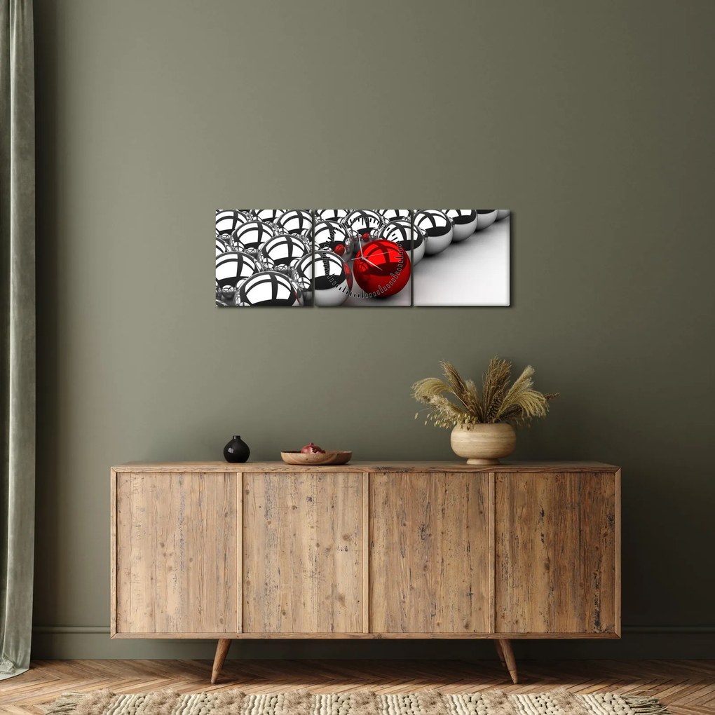 Obraz błyszczących kulek (z zegarem) (90x30 cm)