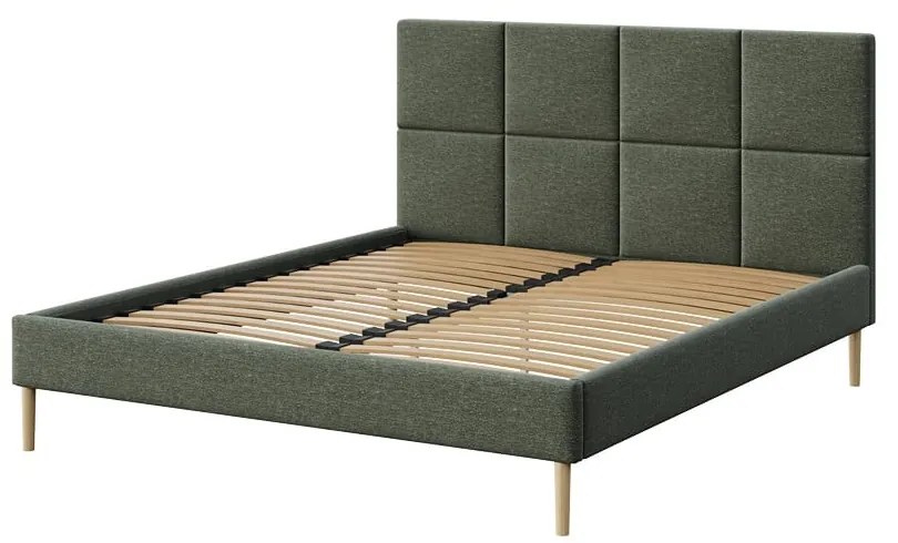 Zielone tapicerowane łóżko dwuosobowe ze stelażem 180x200 cm Alano – MESONICA