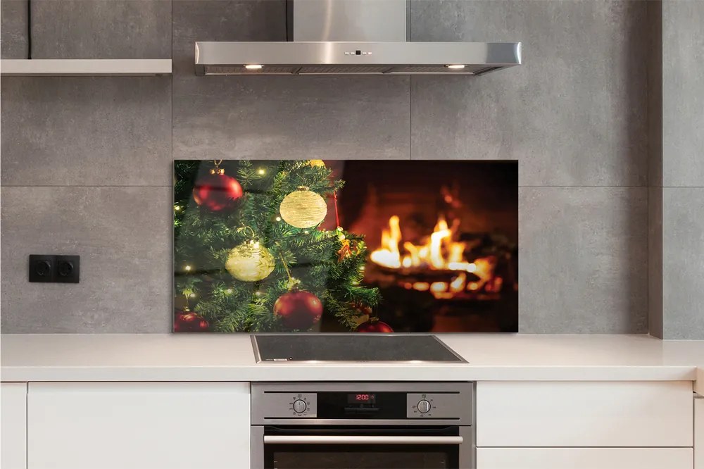 Szklany Panel Bombki nad Kominkiem