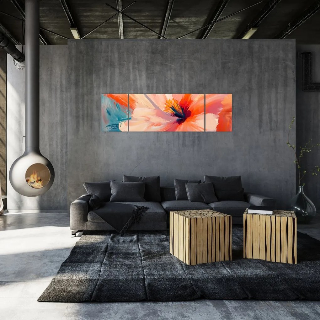 Obraz - Malowany kwiat (170x50 cm)