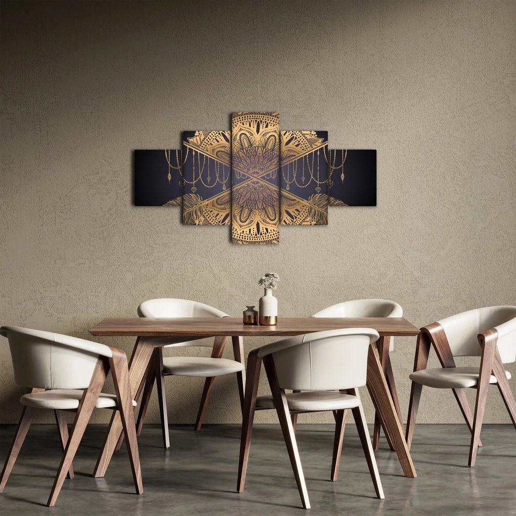 Obraz - Złota mandala ze strzałkami (125x70 cm)