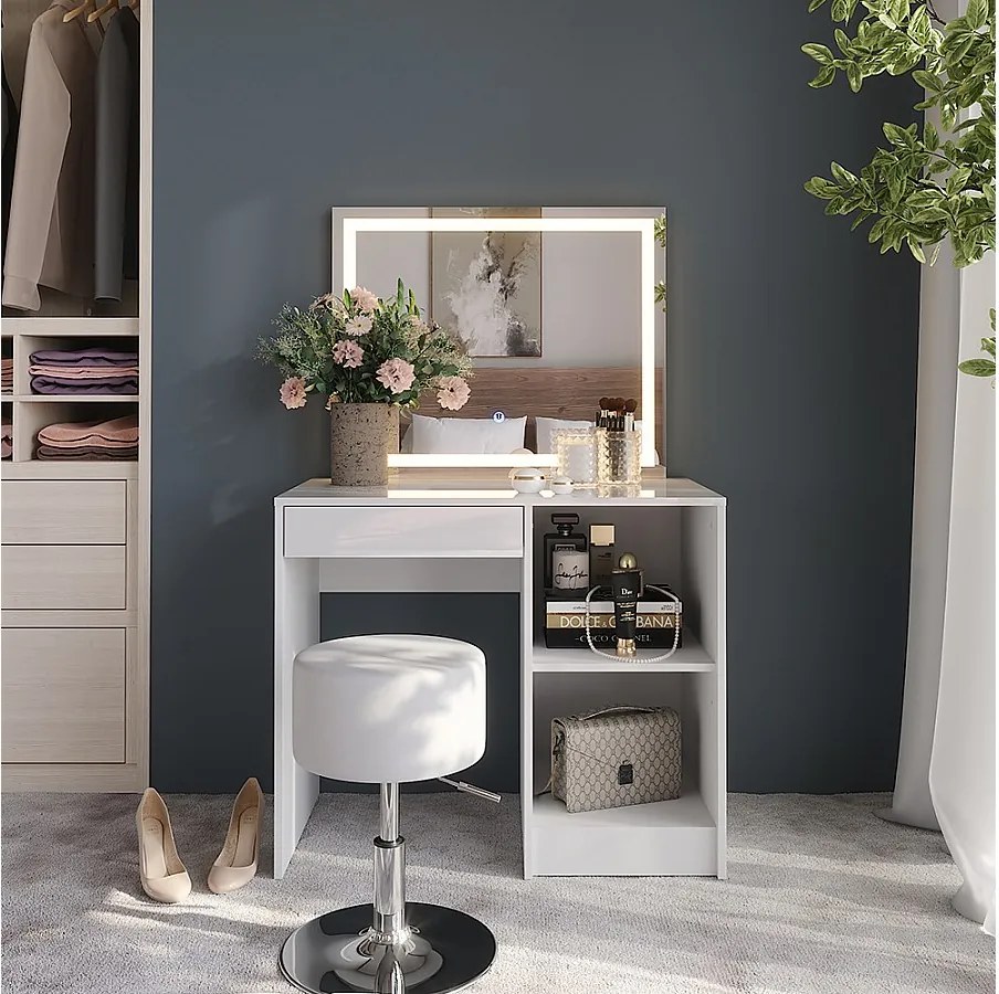 Stół do toalety biały/biały wysoki połysk 89.8x50.1x76 sherry