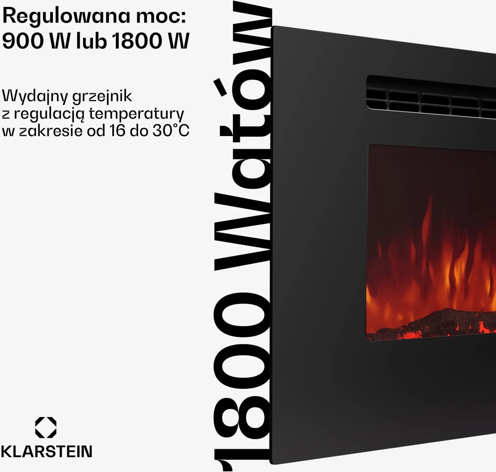 Klarstein Galeras 1800W 152cm Kominek Elektryczny Naścienny Czarny