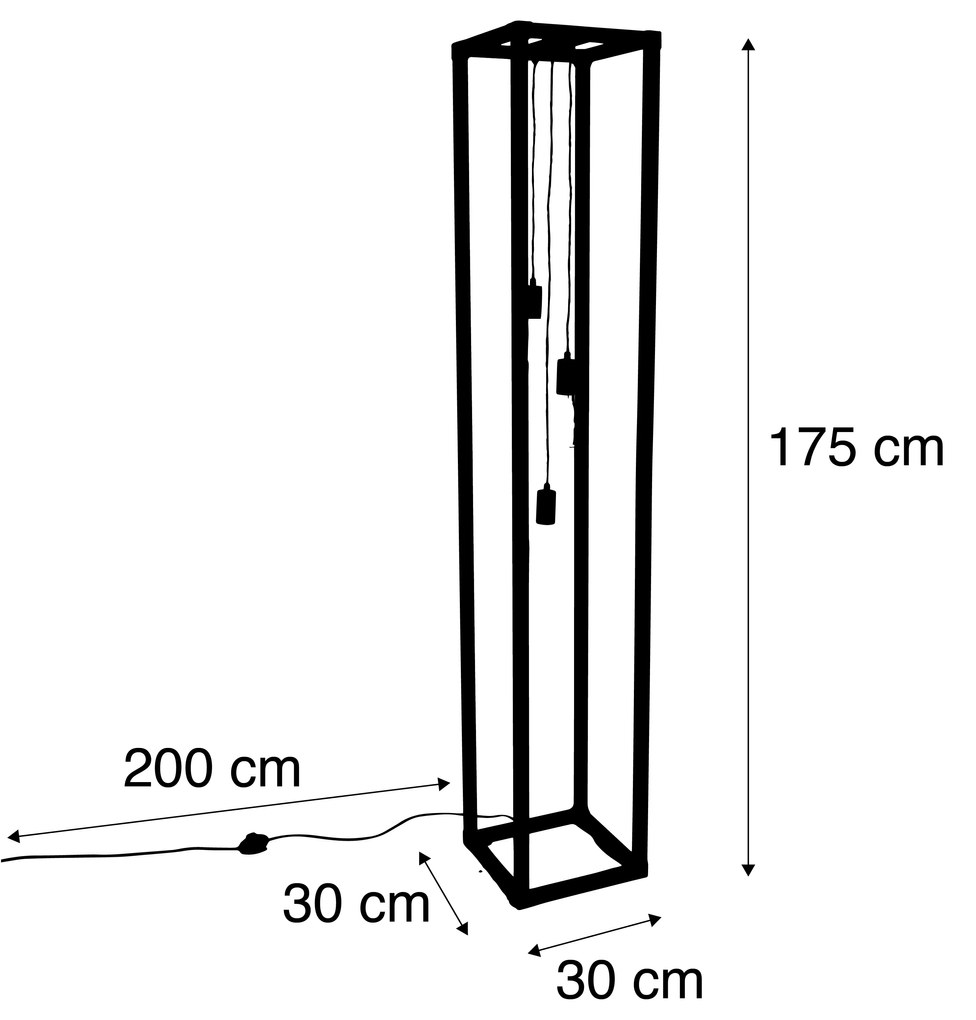 Inteligentna lampa stojąca czarna 3-światłowa w tym Wi-Fi G95 - Big CageDesignerski Oswietlenie wewnetrzne