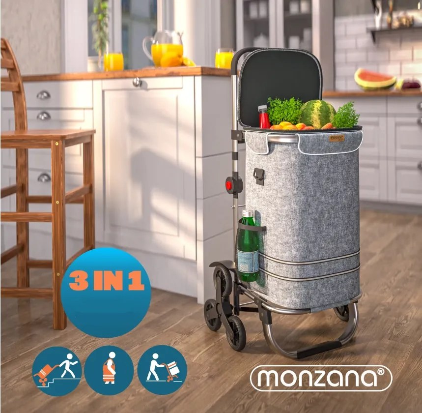 Monzana Torba na zakupy na kółkach do schodów COMFORT, 50l, szara