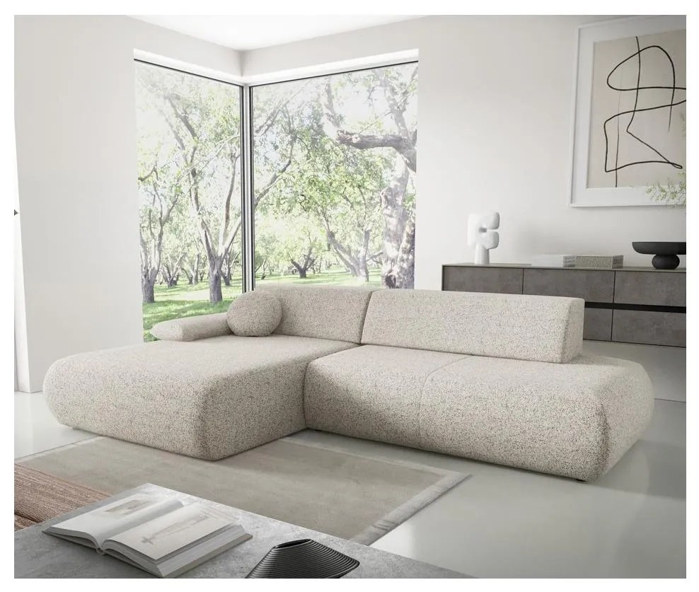 Narożnik rozkładany z pojemnikiem w układzie L PRATO, lewy, beżowy