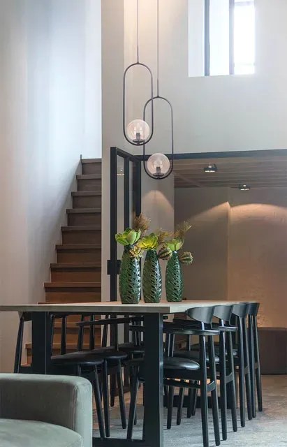 Lampa wisząca geometryczna z bursztynowym kloszem - 5S A198 K8-P16
