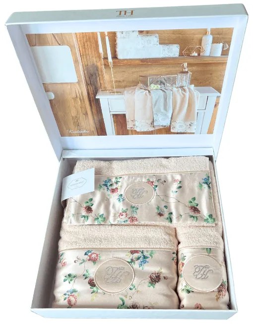 Podarunkowy zestaw ręczników ROSELAND, 3 szt Biały Zestaw (ręcznik 30x50cm, ręcznik 50x100cm, ręcznik 75x150cm)