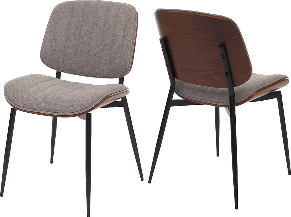 Krzesło do jadalni MCW-O44 (zestaw 2 sztuk),  orzechowy wygląd, jasnoszary