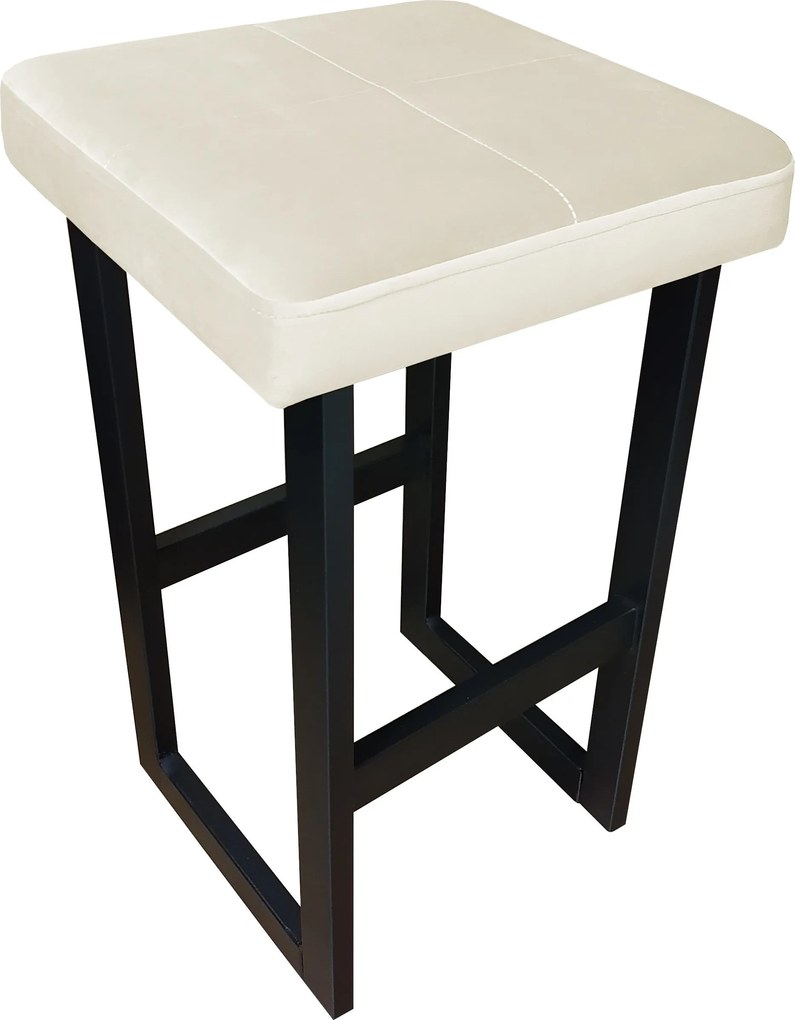 Hoker ALEX krzesło barowe tkanina Welur podstawa metalowa : Kolor Stelaża - Czarny , Kolor tkaniny - VELVET - MG50, Wysokość - 60 cm