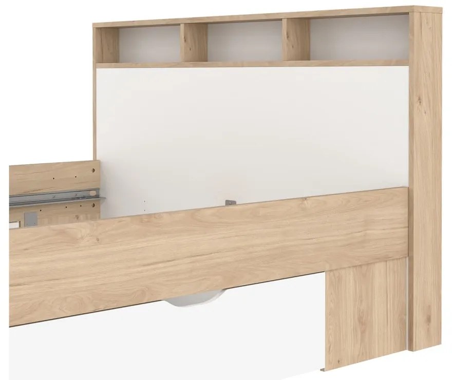 Łóżko dwuosobowe w dekorze dębu ze schowkiem bez stelaża 140x200 cm Ikast – Tvilum