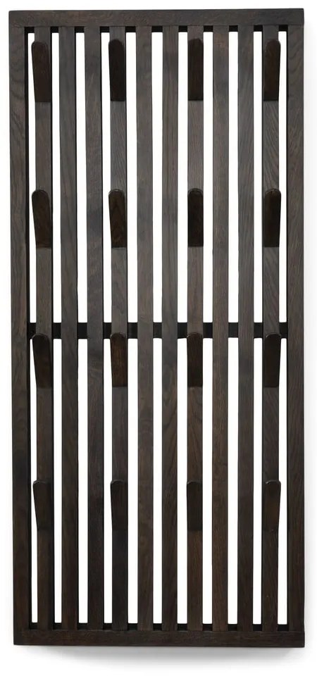 Ciemnobrązowy panel z wieszakami do przedpokoju z litego drewna dębowego 46x100x8 cm Parco – Spinder Design
