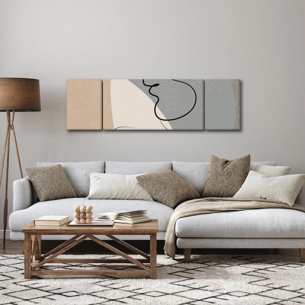 Obraz - Line art dwie twarze (170x50 cm)