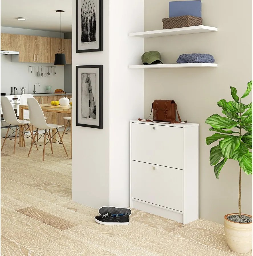 Szafka na buty AKORD Biała 60 cm 2 drzwi kolor Biały mat 2 półki 60x20x80 cm