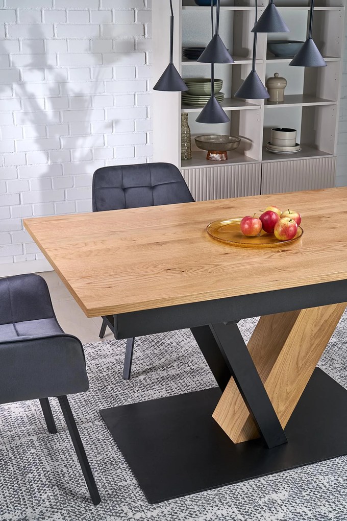 Stół do jadalni rozkładany naturalny/czarny 160-220/90/78 cm FANIS