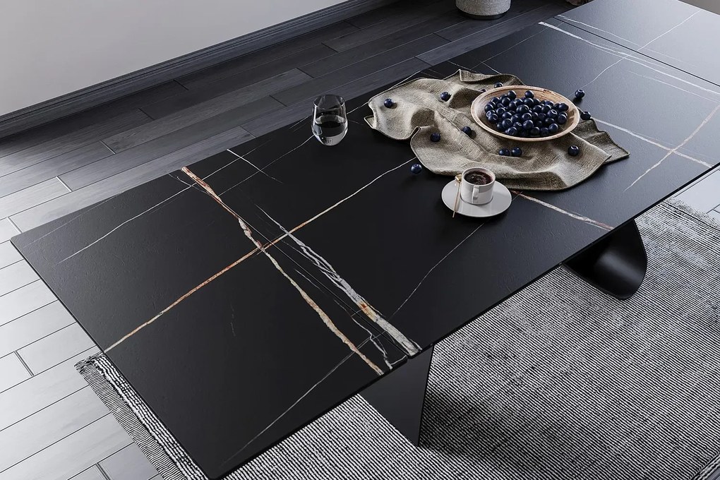 STÓŁ DIUNA CERAMIC CZARNY SAHARA NOIR/CZARNY MAT (160-240)X90 SIGNAL