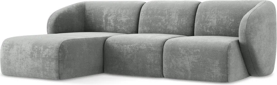 Szary narożnik z tkaniny szenilowej (lewostronny/z szezlongiem) Lani – Makamii