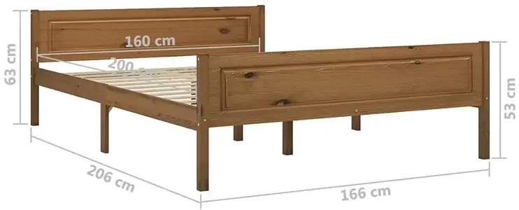 Podwójne drewniane łóżko miodowy brąz 160x200 H8-W64