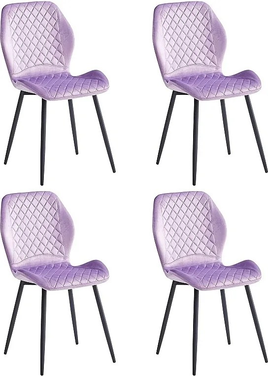 Zestaw krzeseł 4 szt. - tkanina i czarny metal - fiolet - LASTA