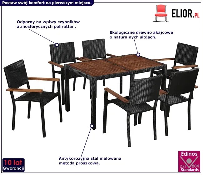 Zestaw czarno-brązowych mebli ogrodowych H8-F19
