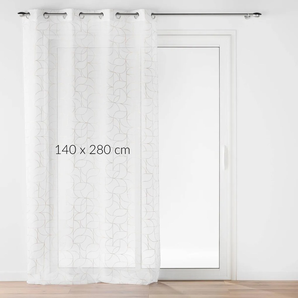 Firana na przelotkach ze złotym nadrukiem, LOUXOR, 140 x 280 cm