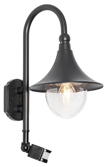 Zewnetrzna Kinkiet / Lampa scienna zewnętrzny czarny IP44 z czujnikiem ruchu - Daphne klasyczny/Antyczny Oswietlenie zewnetrzne