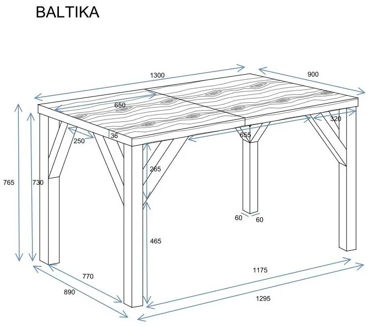 Stół rozkładany BALTIKA 130(185)x90 kaszmirowy ENDO
