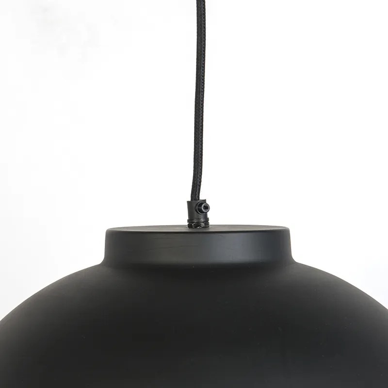 Wisząca lampa czarna z mosiężnym wnętrzem 40 cm - HoodiPrzemysłowy Oswietlenie wewnetrzne