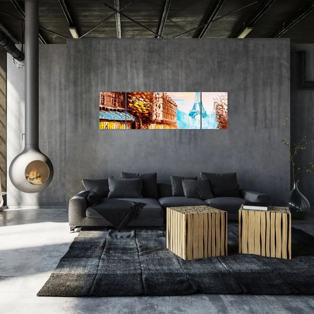Obraz - Deszczowa pogoda i wieża Eiffla (170x50 cm)