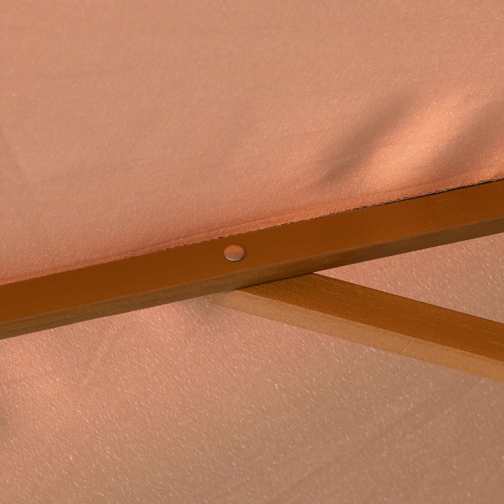 Outsunny Parasol ogrodowy z drewna 300 cm, Parasol na balkon z bambusa, Khaki