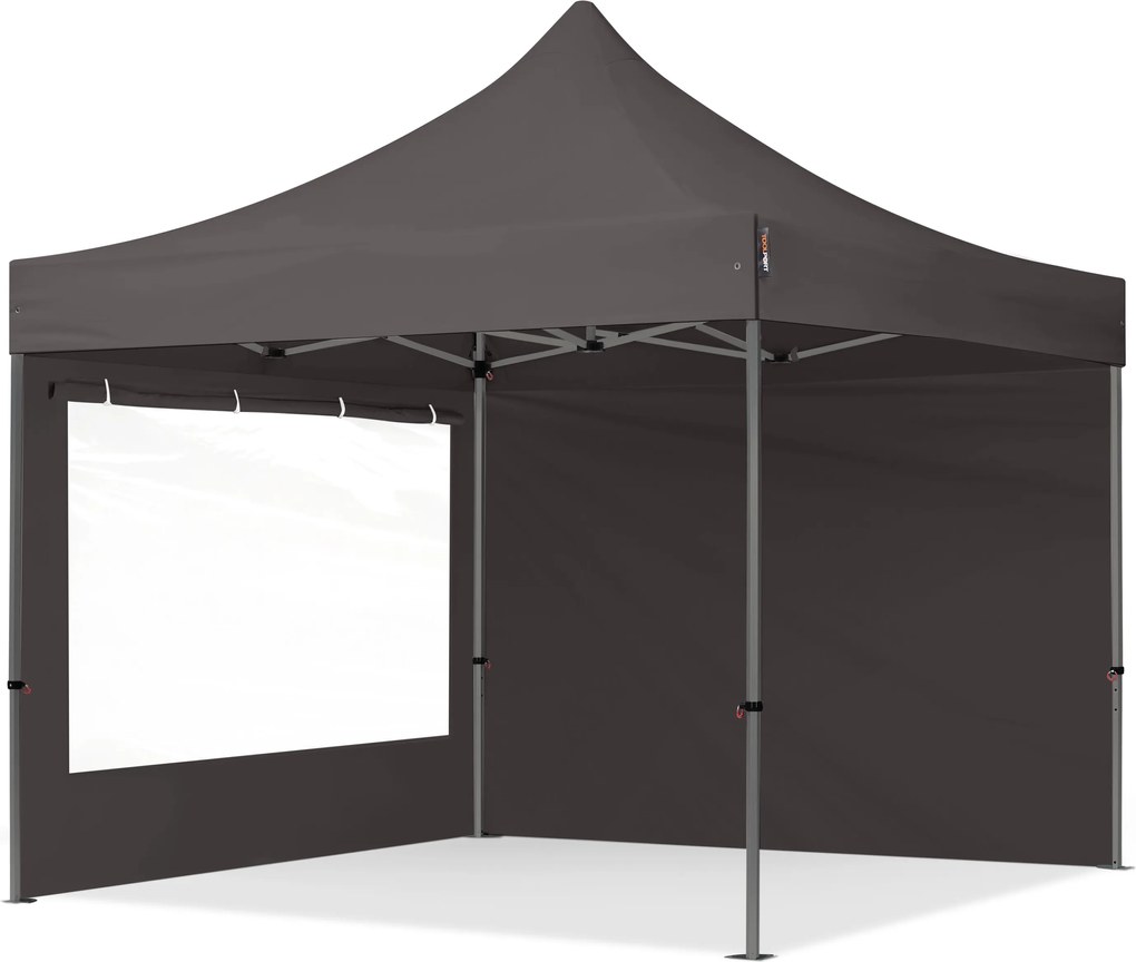 TOOLPORT 3x3 m Namiot Ekspresowy, PREMIUM Stal 40mm, ze ścianami bocznymi, okna panoramiczne, ciemnoszary - (600023)