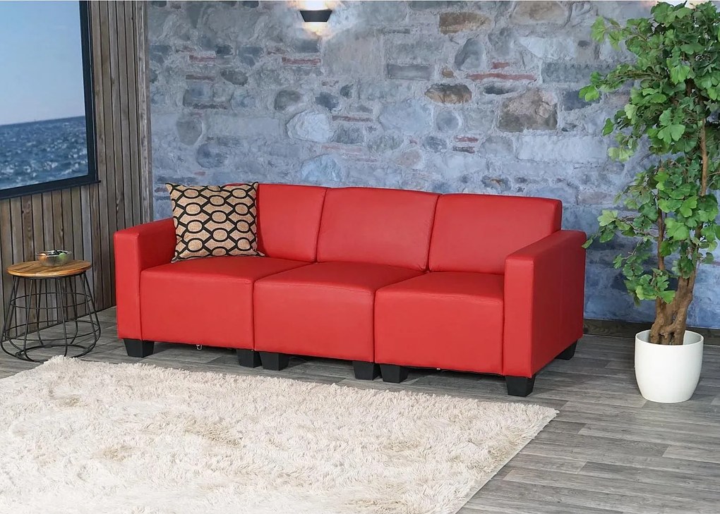 3-osobowa sofa Moncalieri,  czerwona