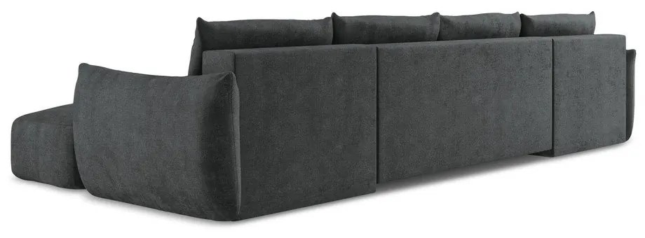 Ciemnoszary rozkładany narożnik z tkaniny szenilowej (w kształcie litery U) Leila – Makamii