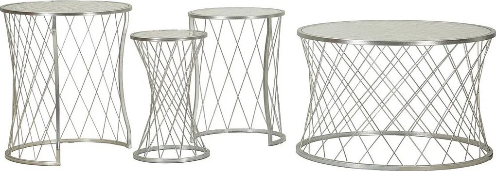 Zestaw Stolików Pomocniczych VKH571, Srebrny, 70x70x45 cm, Kendra Home