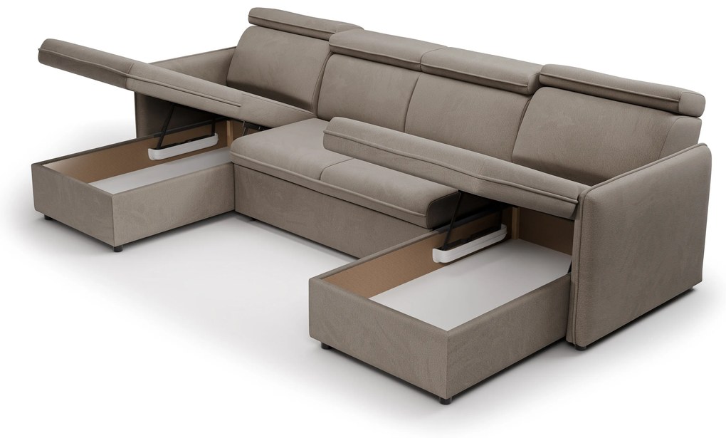 Narożnik z funkcją spania Barcelia U - beżowa tkanina Asti 03