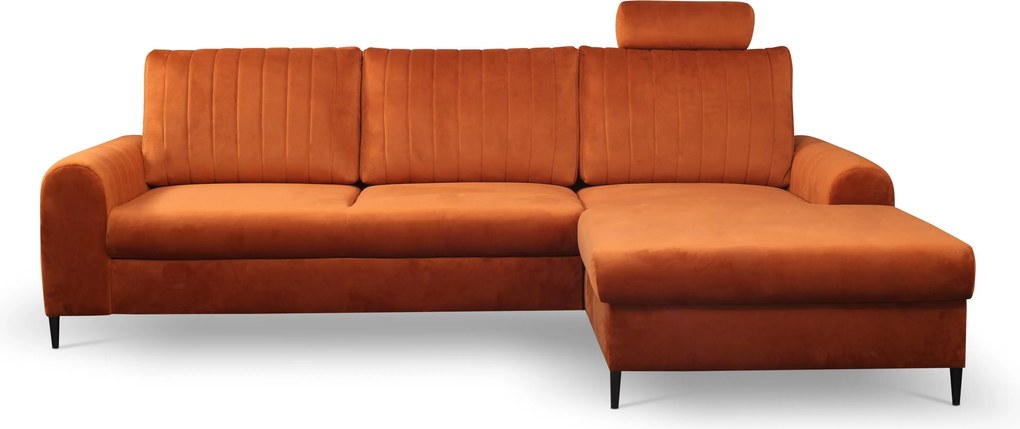 Masseno Narożnik VERONA z funkcją spania i pojemnikiem na pościel Narozniki L, Rozkładana sofa - Brązowy, VELLUTO RUST 33