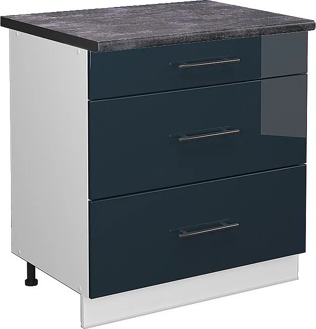 Szafka dolna do kuchni ciemnoniebieski wysoki połysk 80x60x82 fame-line