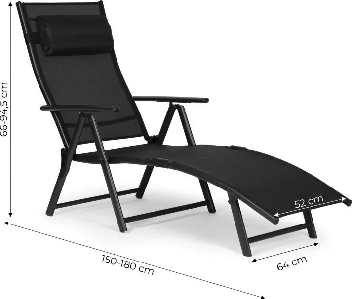 Składany leżak ogrodowy z regulacją oparcia Acapulco 020, czarny
