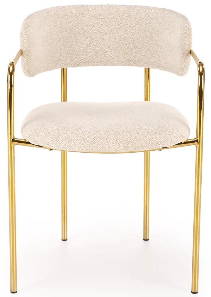 Krzesło Do Jadalni Salonu Kremowy, K537 Tkanina RAVEN, chrom, glamour