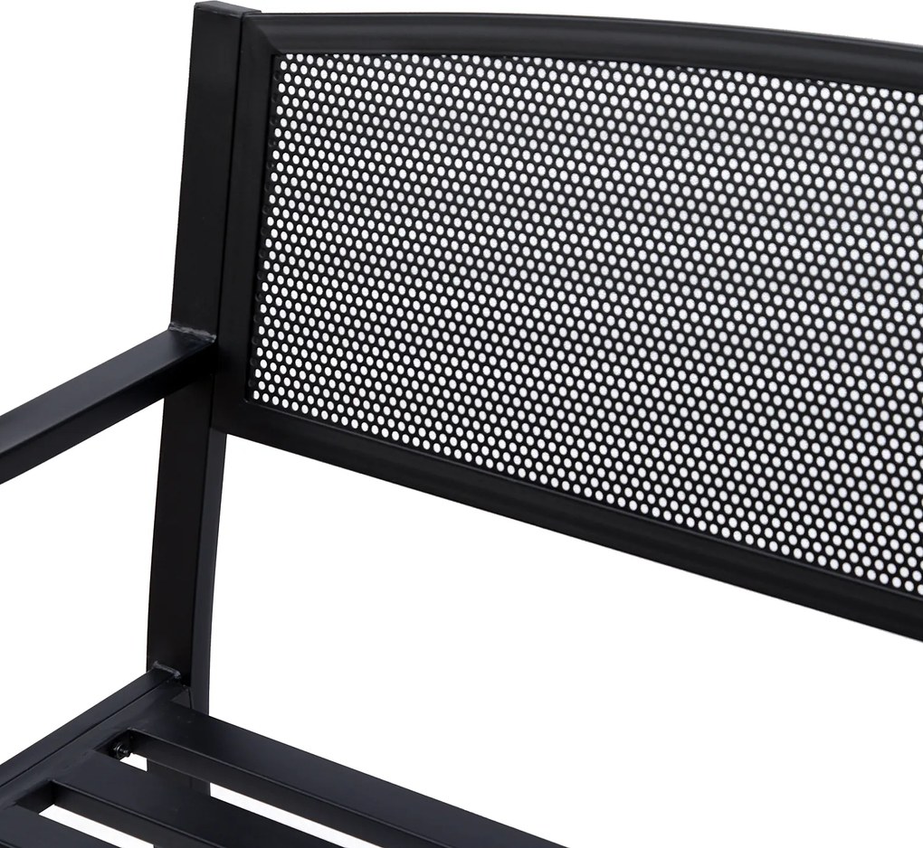 Outsunny Ławka Ogrodowa Parkowa 2-osobowa Stalowa Elegancka Czarna 127x60x87cm | Aosom PL