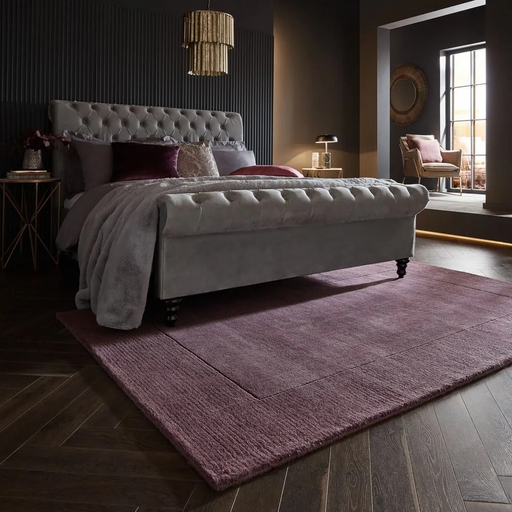 Ciemnofioletowy wełniany dywan tkany ręcznie 160x230 cm Border – Flair Rugs