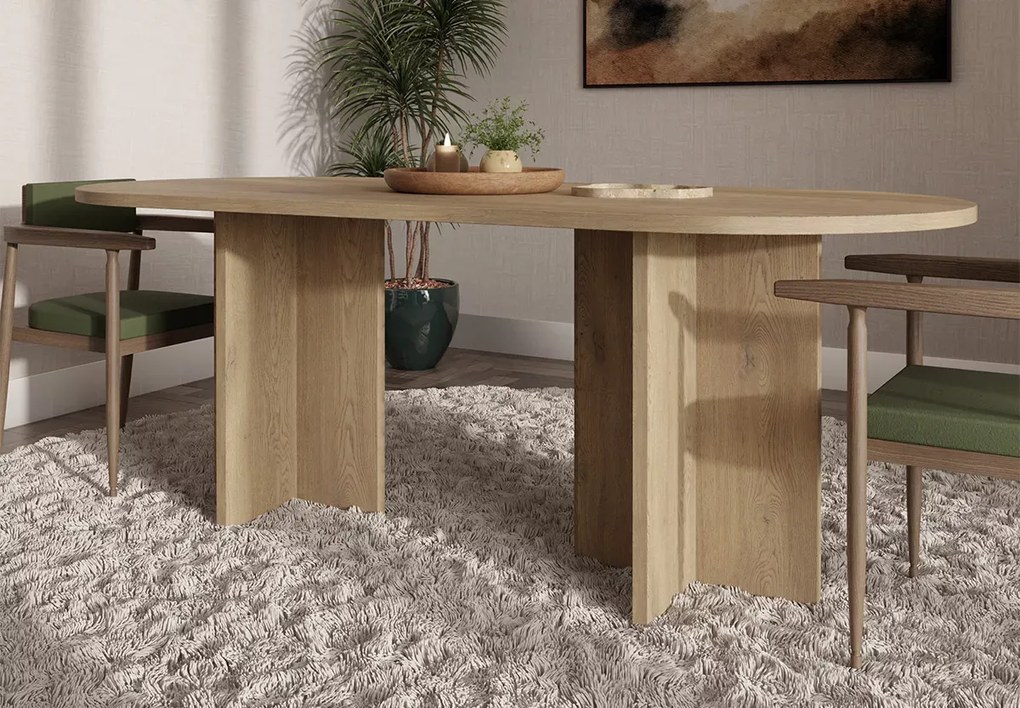 Stół Sevil 204x90 cm owalny – nowoczesny stół do jadalni 6-8 osób, blat laminowany, kolory dąb orzech