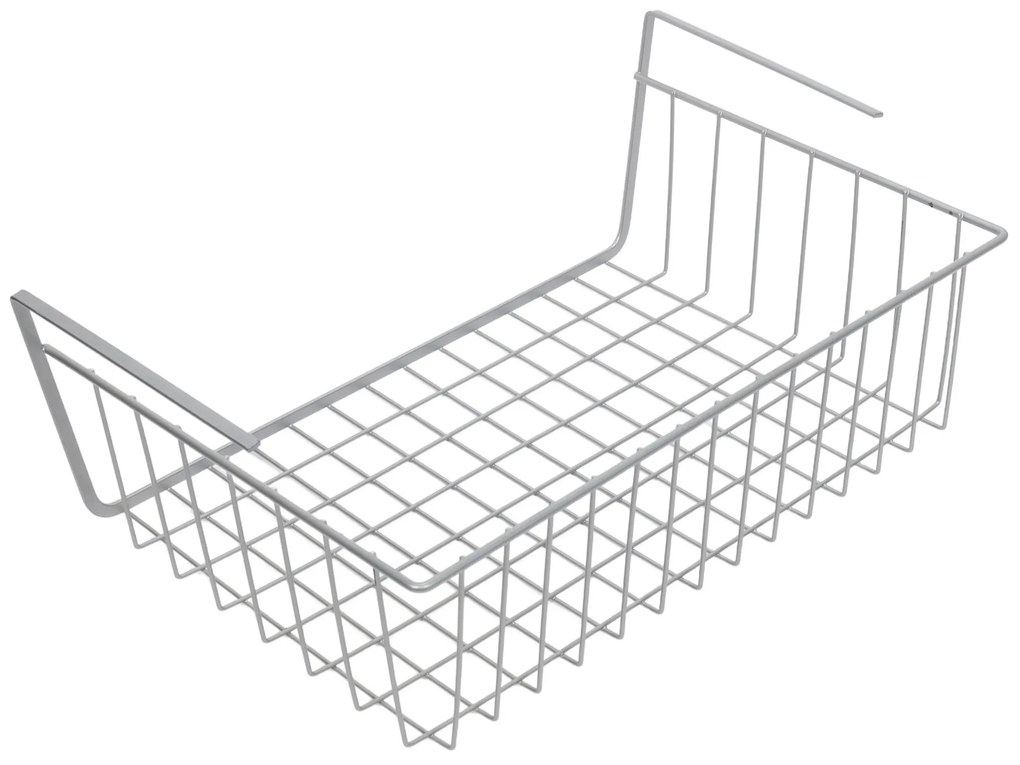 Koszyk podwieszany na owoce, metalowy, jasnoszary, 40 x 25,5 x 14,3 cm